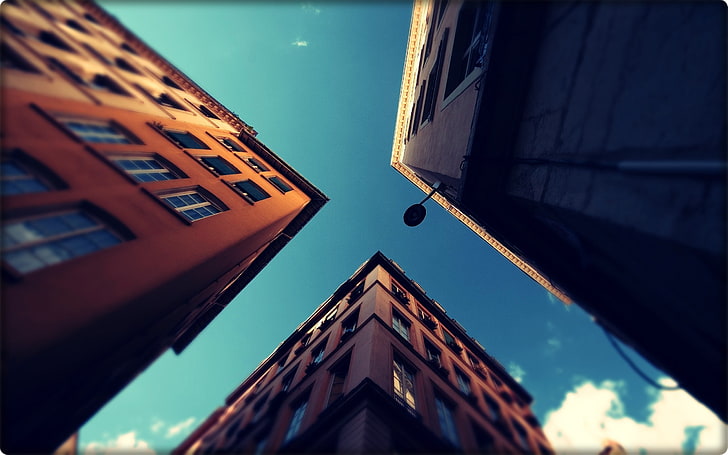 تصوير منخفض الزاوية للمباني الشاهقة ، مبنى ، السماء ، مدينة نيويورك، خلفية HD