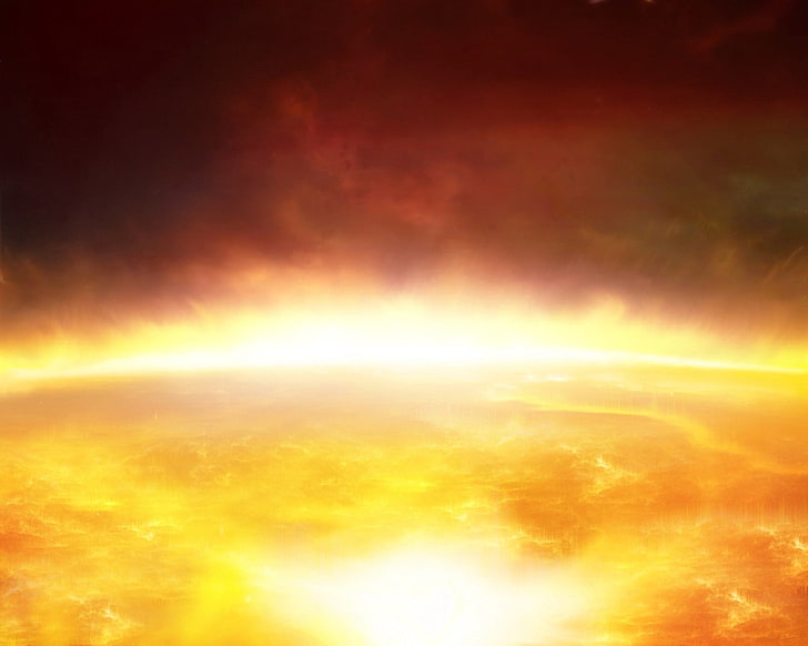 Gelbes Magma, Sonne, Hitze, Feuer, Temperatur, Orange, HD-Hintergrundbild