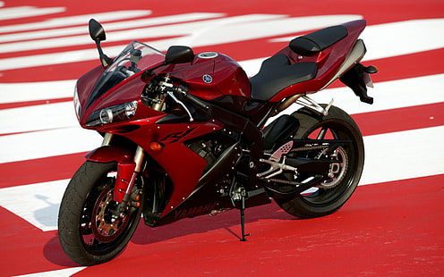 Yamaha YZF-R1, czerwony motocykl sportowy Yamaha, motocykle, Yamaha, yamaha yzf-r1, Tapety HD HD wallpaper