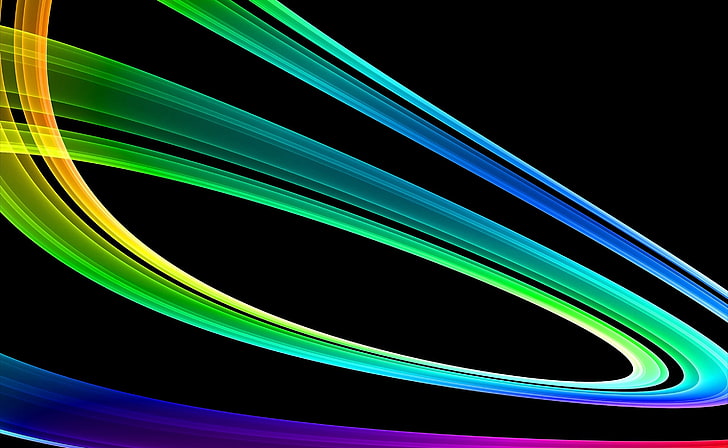 Rainbow Lines, green, blue, and pink wallpaper, Aero, Black, Vector, Lines, Rainbow, Abstract, Desktop, Background, digital art, gradient, HD wallpaper