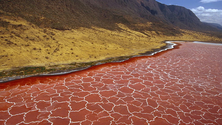 Soda Formation In Lake Natron Tanzania, mountain, minerals, formation, lake, nature and landscapes, HD wallpaper
