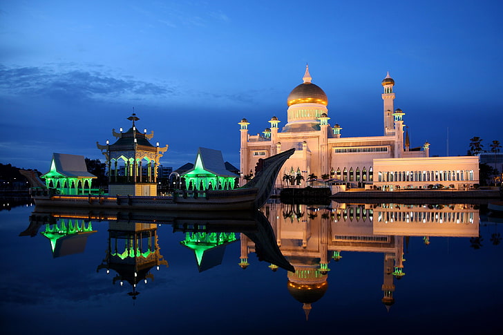 مسجد السلطان عمر علي سيف الدين ، تاج محل ، الهند ، ديني ، مسلم ، مسجد، خلفية HD