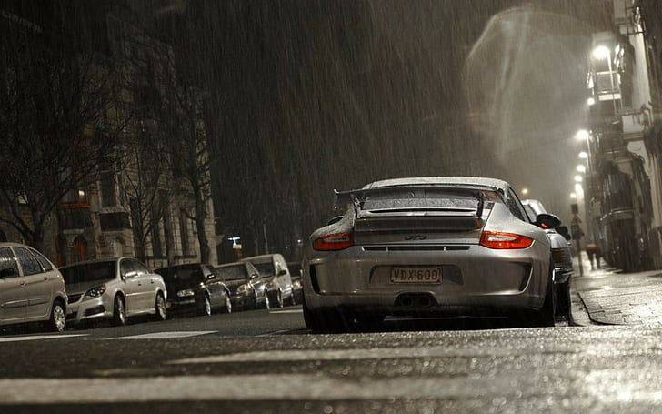 auto, Porsche, Porsche 911 GT3, veicolo, pioggia, Sfondo HD