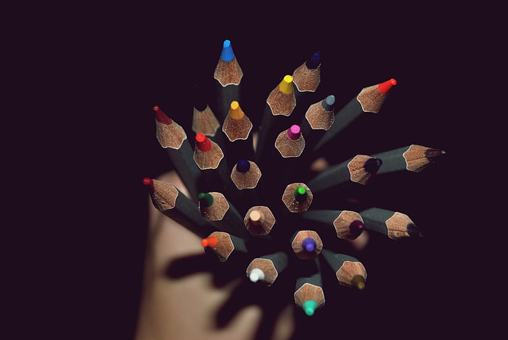 lotto di matite colorate, foto, matite, diverso, Sfondo HD