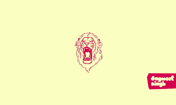 singa, jcretives, minimalis, binatang, latar belakang sederhana, Wallpaper HD