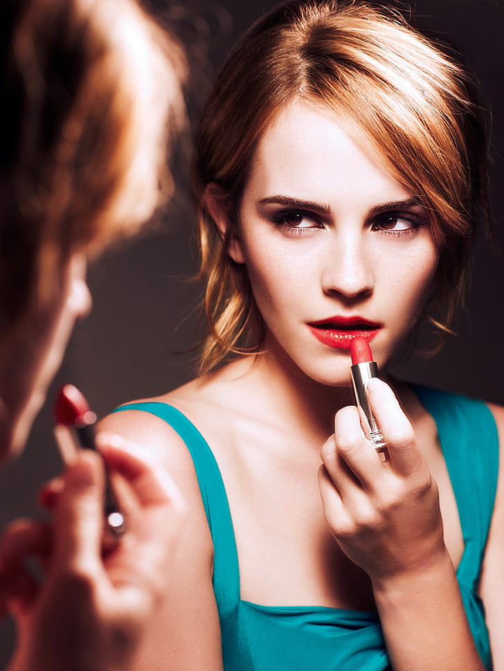 Emma Watson, Lipstik, Makeup, Wanita, Selebriti, emma watson, lipstik, makeup, wanita, selebriti, Wallpaper HD, wallpaper seluler