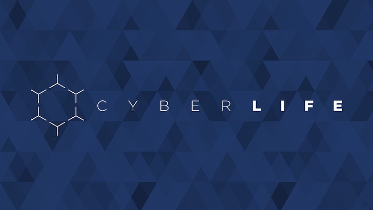 CyberLife, โลโก้, ข้อความ, เรขาคณิต, สามเหลี่ยม, Detroit: Become Human, หกเหลี่ยม, วิดีโอเกม, วอลล์เปเปอร์ HD