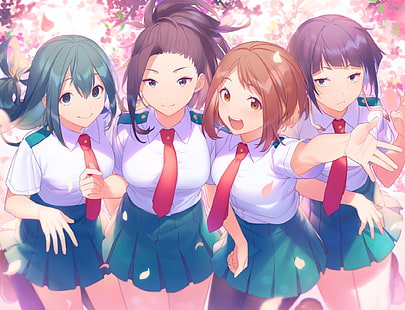 Anime, My Hero Academia, Kyōka Jirō, Momo Yaoyorozu, Ochaco Uraraka, Tsuyu Asui, Sfondo HD HD wallpaper