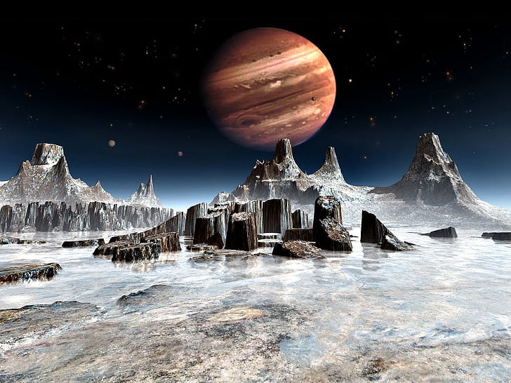 moons planet jupiter from europa Space Moons HD Art , planet, stars, Moons, rock formations, HD wallpaper