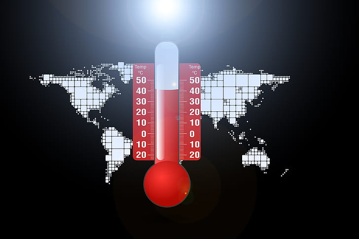 the problem, planet, thermometer, temperature, climate change, HD wallpaper