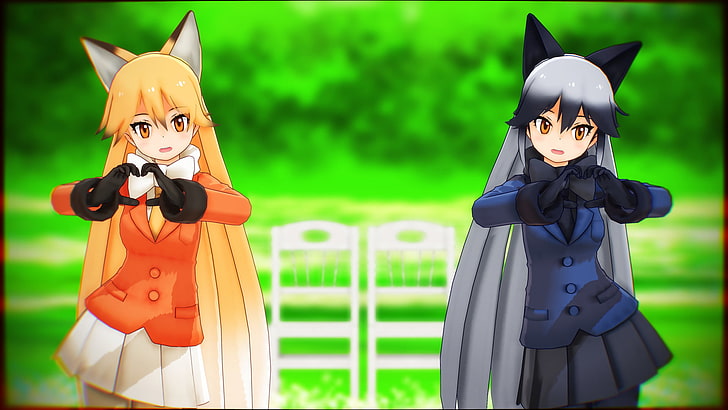 Anime, Kemono Friends, Ezo Red Fox (Kemono Friends), Silver Fox (Kemono Friends), HD wallpaper
