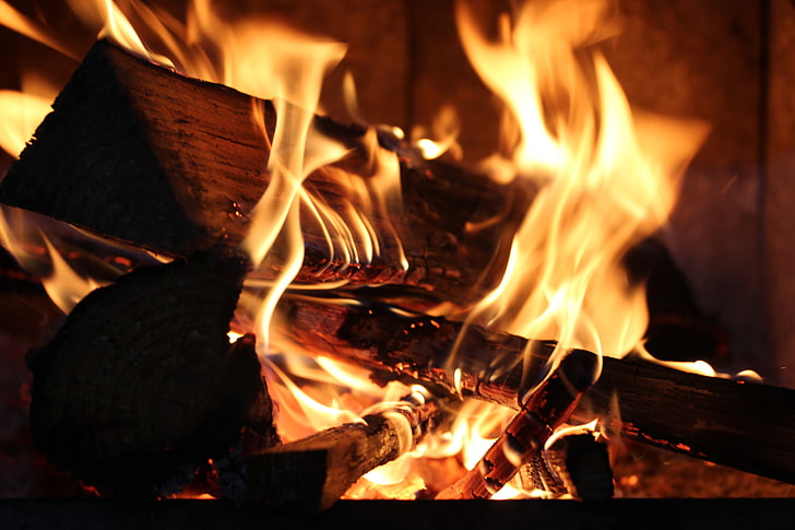 bonfire, burning, campfire, fire, fireplace, fireside, heat, warmth, HD wallpaper