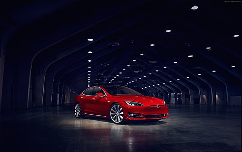 Elon Musk รถยนต์ไฟฟ้าสีแดง Tesla Model S P90D, วอลล์เปเปอร์ HD HD wallpaper