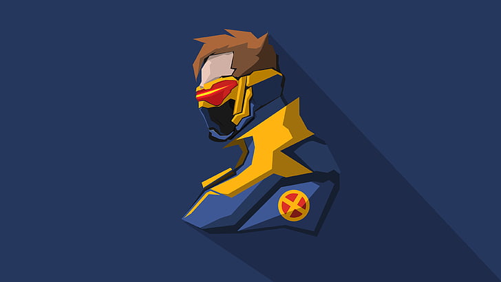 Ilustrasi Marvel X-Men Cyclops, Soldier 76, Overwatch, Minimal, 4K, Wallpaper HD