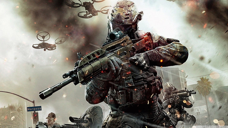 Плакат о боевой войне, пулемет, самолет, Call of Duty: Black Ops II, HD обои
