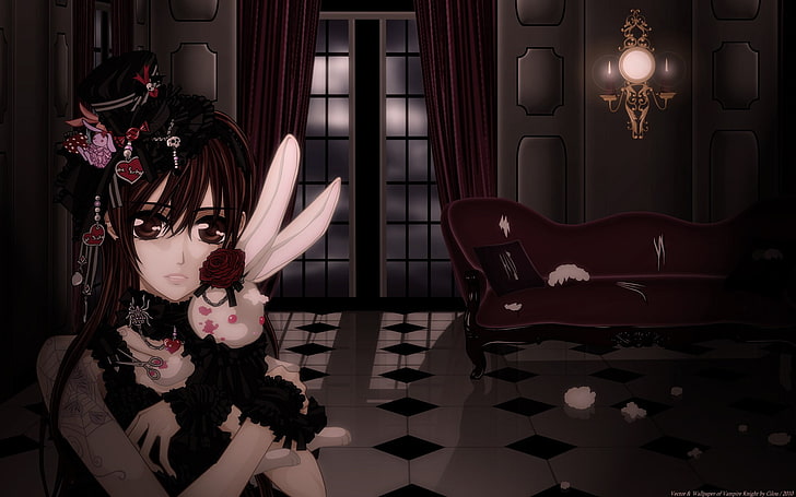 темная шляпа кролика готика рыцарь вампир аниме готическое платье аниме девушки юки кросс 1920x1200 wallpape аниме рыцарь вампир HD Art, темный, кролик, HD обои