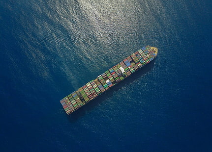 Превозни средства, контейнеровоз, въздушен, океан, кораб, HD тапет HD wallpaper