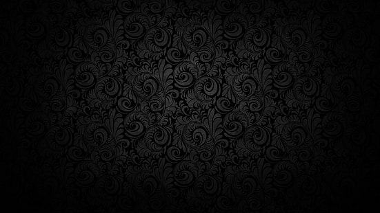 черен и сив флорален цифров тапет, черен, шарка, HD тапет HD wallpaper