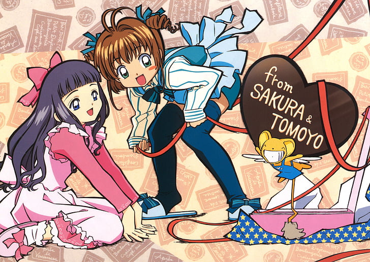 Anime, Cardcaptor Sakura, Keroberos (Card Captor Sakura), Sakura Kinomoto, Tomoyo Daidouji, HD wallpaper