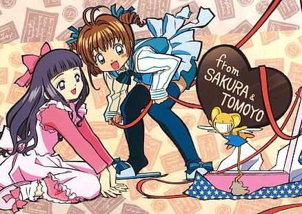 Anime, Cardcaptor Sakura, Keroberos (Card Captor Sakura), Sakura Kinomoto, Tomoyo Daidouji, HD wallpaper HD wallpaper
