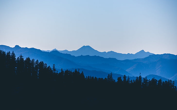 montañas, paisaje, cian, azul, Fondo de pantalla HD