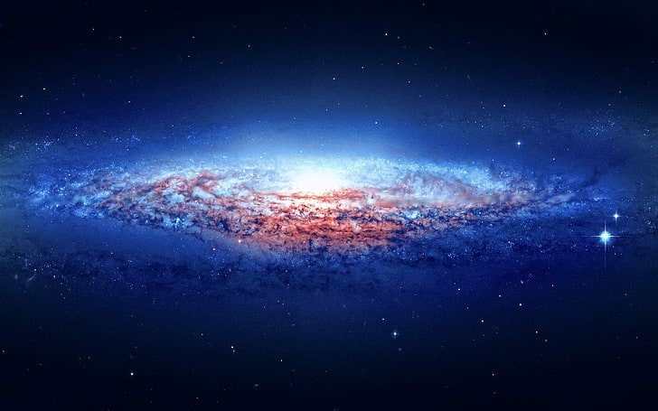 ilustração da galáxia, via láctea vermelha e azul, espaço, galáxia, andromeda, estrelas, arte espacial, arte digital, HD papel de parede