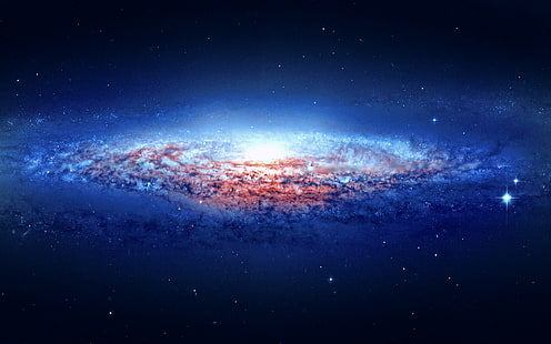 ilustração da galáxia, via láctea vermelha e azul, espaço, galáxia, andromeda, estrelas, arte espacial, arte digital, HD papel de parede HD wallpaper