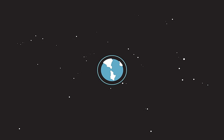 Иллюстрация карта мира, Земля, звезды, космос, минимализм, темнота, HD обои