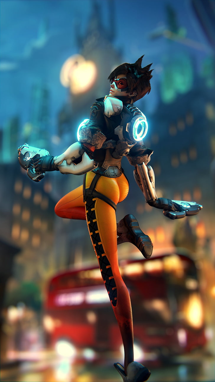 male anime illustration, male character illustration, Overwatch, Tracer (Overwatch), Lena Oxton, Blizzard Entertainment, Blender, yeero (Author), video games, portrait display, HD wallpaper