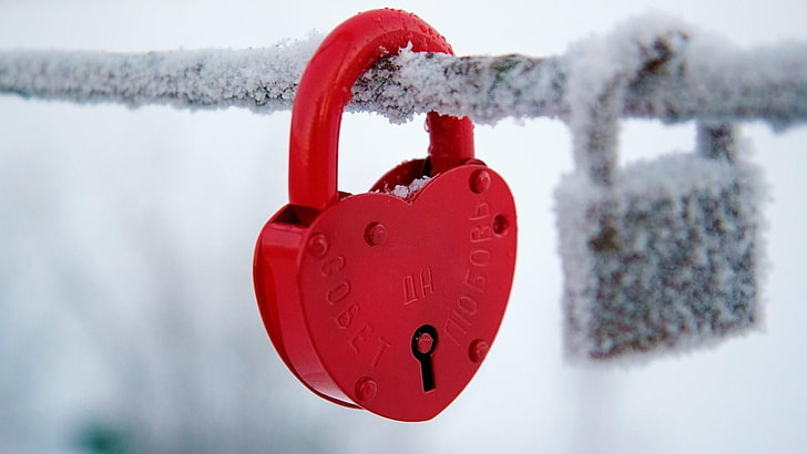 자물쇠, 심장, 빨강, 로맨틱, HD 배경 화면