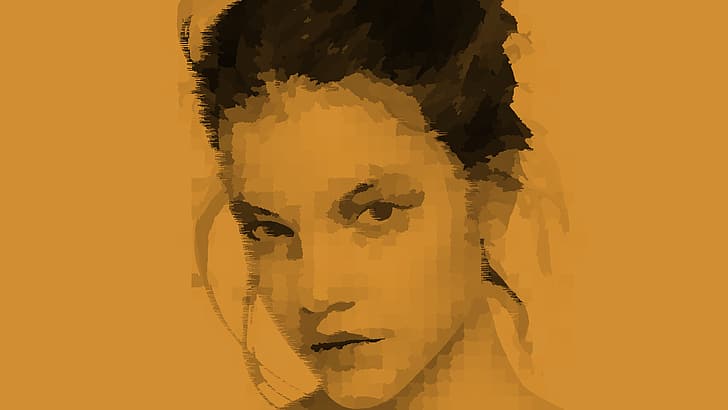 Barbara Palvin, artwork, voxels, yellow background, women, actress, HD wallpaper