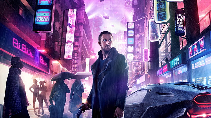 Blade Runner 2049, Ryan Gosling, neon, futuristic, movies, Blade Runner, Officer K, HD wallpaper