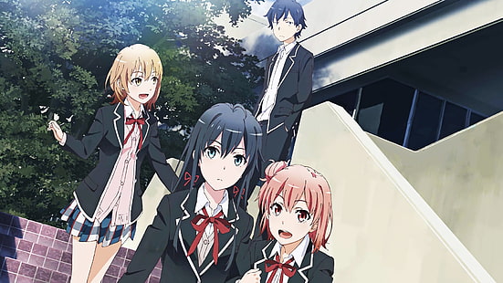 Anime, My Teen Romantic Comedy SNAFU, Hachiman Hikigaya, Iroha Isshiki, Yui Yuigahama, Yukino Yukinoshita, HD tapet HD wallpaper
