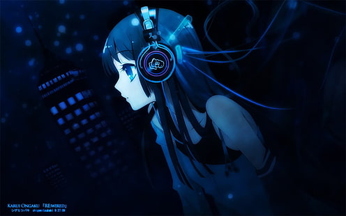 papel de parede animado de garota usando fones de ouvido, Anime, K-ON!, HD papel de parede HD wallpaper