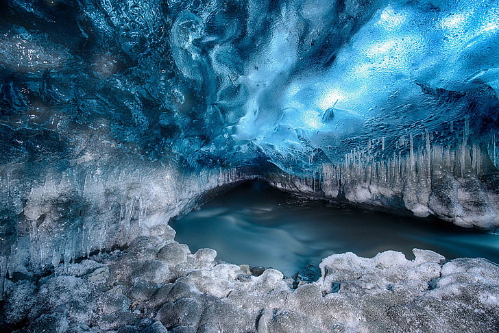 snow, nature, ice, glacier, the tunnel, HD wallpaper