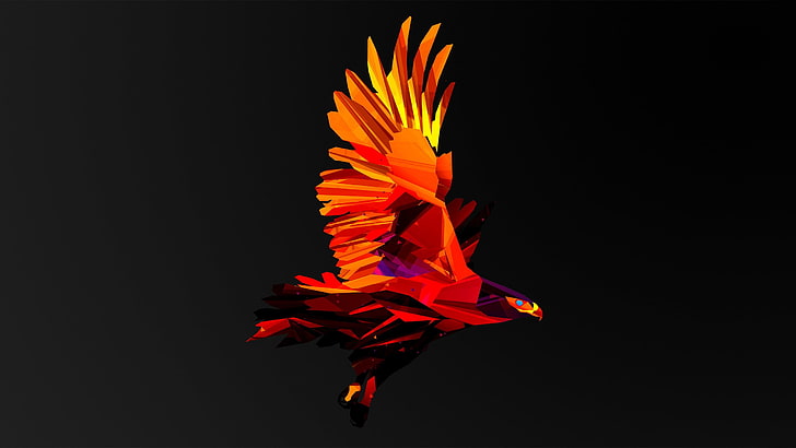 imágenes prediseñadas de águila naranja, facetas, animales, águila, arte digital, bajo poli, Justin Maller, Fondo de pantalla HD