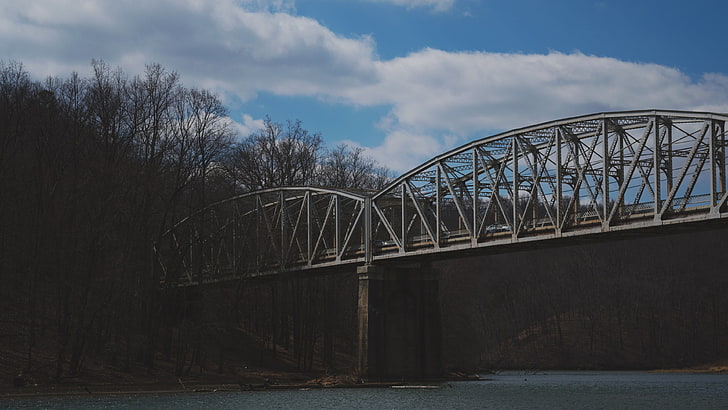 pont gris, pont, photographie, rivière, Fond d'écran HD