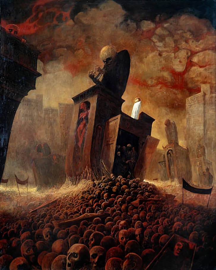 Zdzisław Beksiński, oeuvre d'art, sombre, Fond d'écran HD, fond d'écran de téléphone