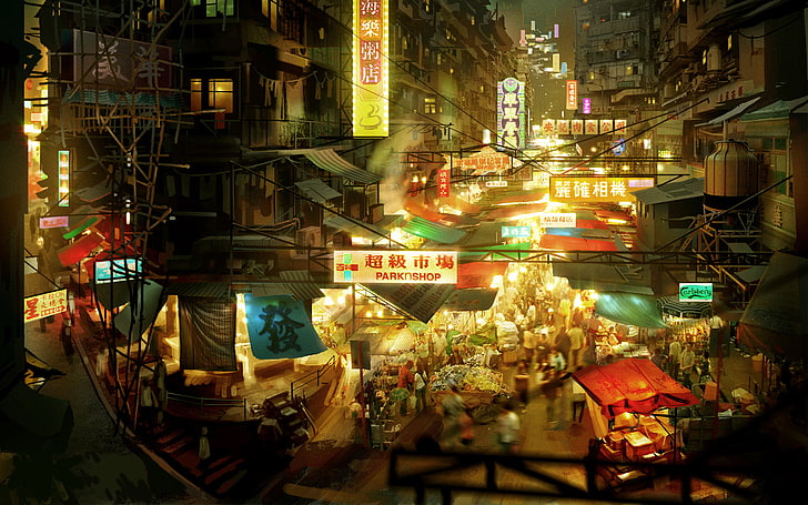 night market HD wallpaper, Hong Kong, video game, Sleeping Dogs, HD wallpaper