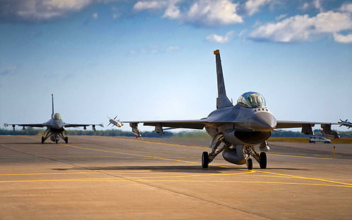 F16 сокол аэродром, реактивный истребитель, самолеты, соколы, аэродром, военно-воздушные силы, HD обои HD wallpaper