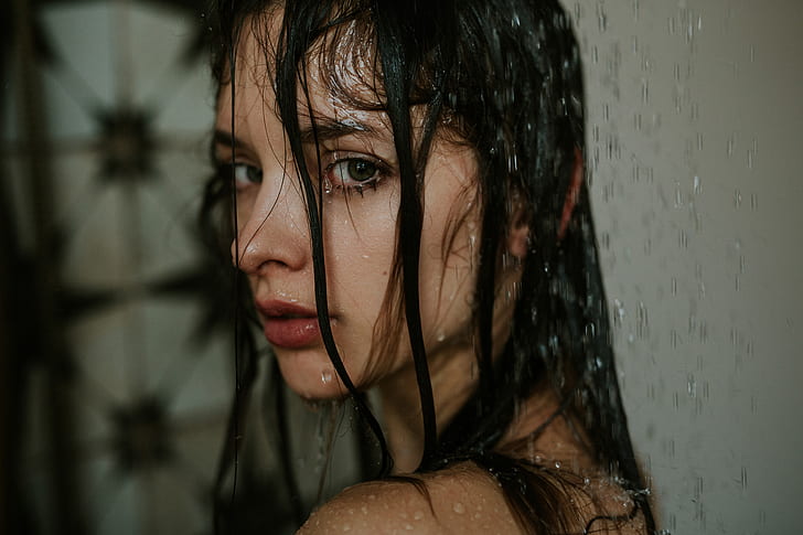 женщины, мокрая, дождь, HD обои