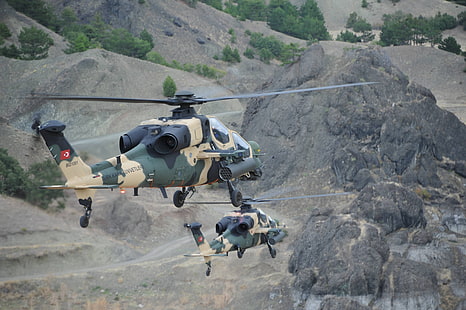 attack helicopter, Turkish Aerospace Industries, AgustaWestland, Agusta Westland T-129, HD wallpaper HD wallpaper