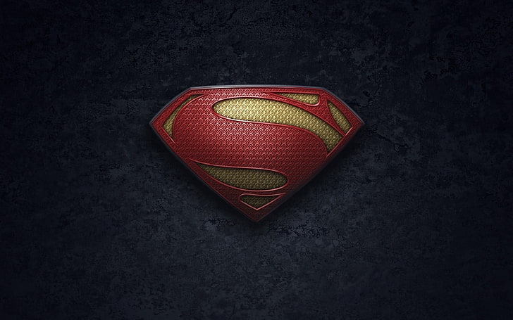 DC Superman-logotyp, biograf, logotyp, struktur, film, Superman, Man of Steel, ny uniform, ny struktur, HD tapet