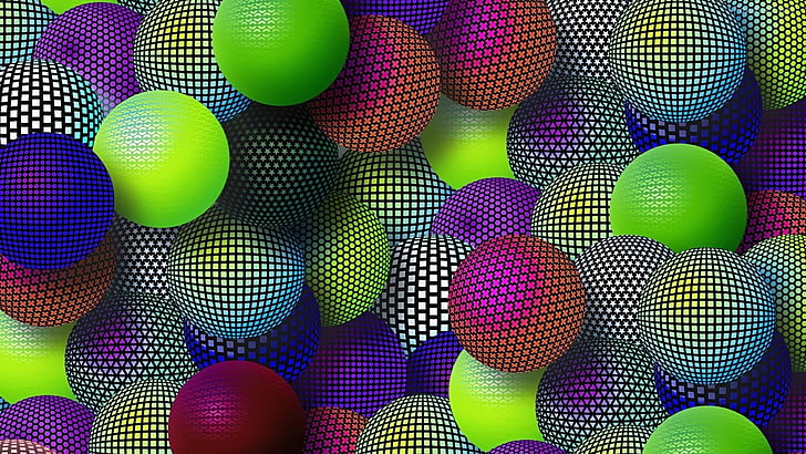 piłki, geometria, kolory, Tapety HD