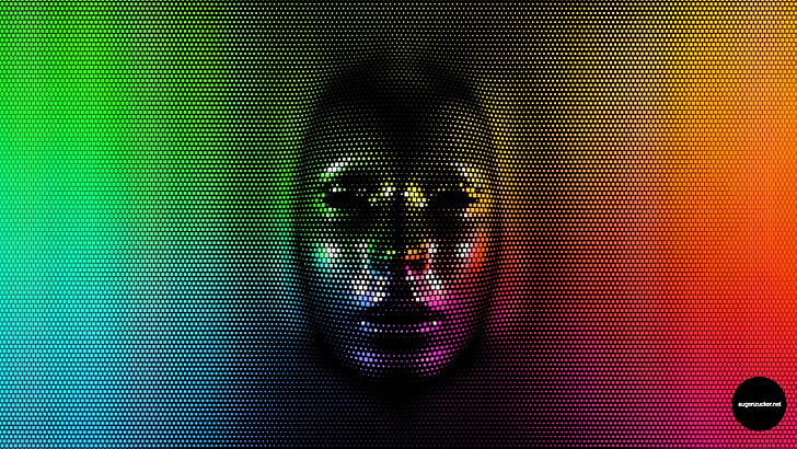 man's face illustration, pixels, colorful, face, digital art, HD wallpaper