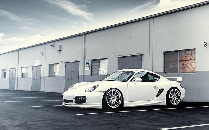 Porsche, суперкар, Porsche Cayman, белые автомобили, HD обои