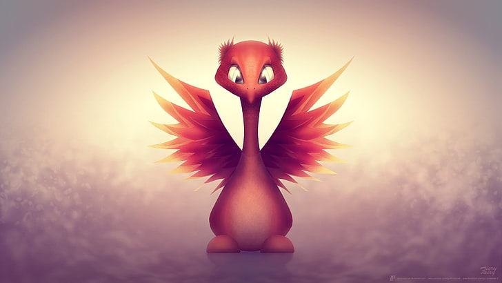bébé dragon rouge illustration, dragon, Fond d'écran HD