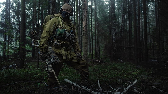 skog, L96 och ryska? 0 O, militär, ryska, ryska armén, prickskyttar, specialstyrkor, Spetsnaz, HD tapet HD wallpaper