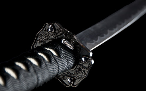 Японски меч Катана, черен меч катана, война и армия,, катана, меч, япония, HD тапет HD wallpaper