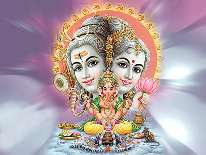Бог Шива, Ганеша иллюстрация, Бог, Господь Шива, Ганеша, Шива, Господь, Парвати, HD обои HD wallpaper